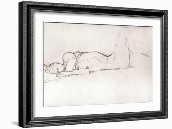 Nude Woman in Bed, c.1914-Gustav Klimt-Framed Premium Giclee Print