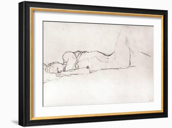 Nude Woman in Bed, c.1914-Gustav Klimt-Framed Premium Giclee Print