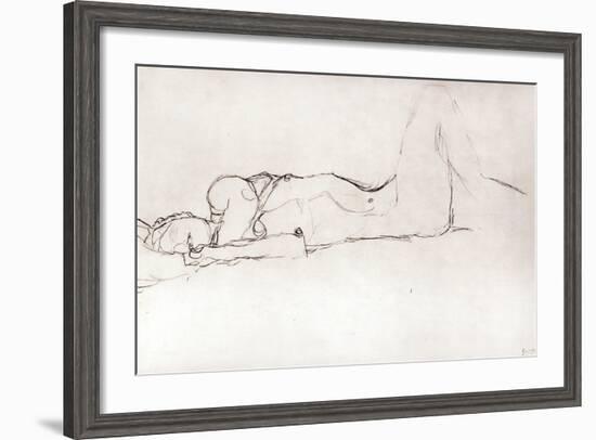 Nude Woman in Bed, c.1914-Gustav Klimt-Framed Giclee Print