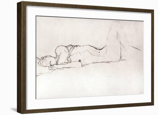 Nude Woman in Bed, c.1914-Gustav Klimt-Framed Giclee Print