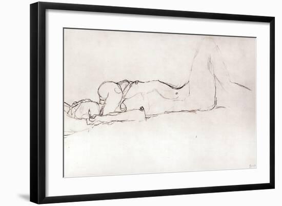 Nude Woman in Bed, c.1914-Gustav Klimt-Framed Giclee Print