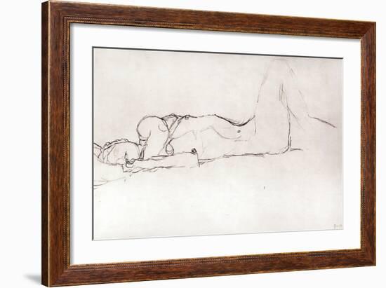 Nude Woman in Bed, c.1914-Gustav Klimt-Framed Giclee Print