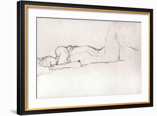 Nude Woman in Bed, c.1914-Gustav Klimt-Framed Giclee Print