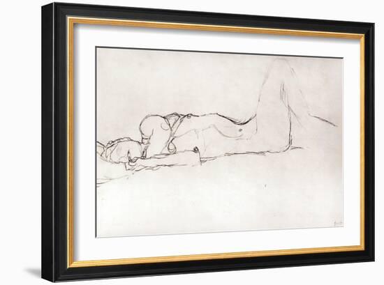 Nude Woman in Bed, c.1914-Gustav Klimt-Framed Giclee Print