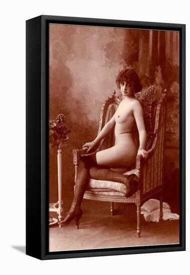 Nude Woman in Black Tights-null-Framed Stretched Canvas