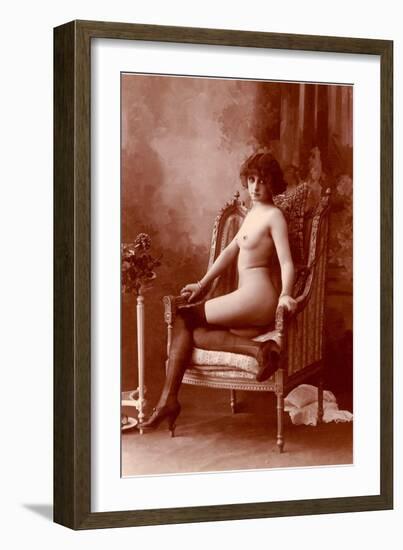 Nude Woman in Black Tights-null-Framed Premium Giclee Print