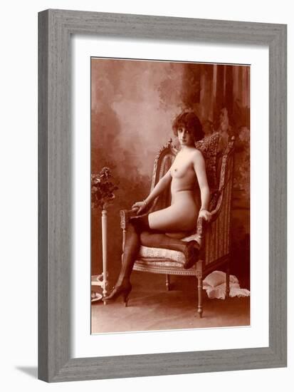 Nude Woman in Black Tights-null-Framed Art Print