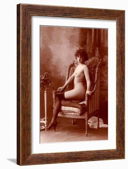 Nude Woman in Black Tights-null-Framed Art Print