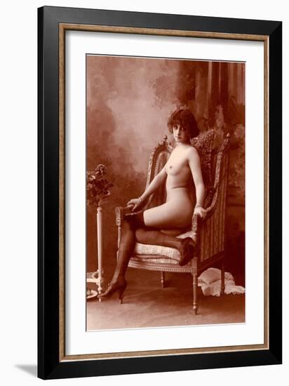 Nude Woman in Black Tights-null-Framed Art Print