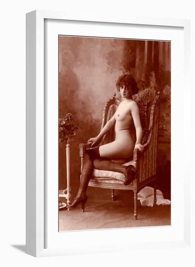 Nude Woman in Black Tights-null-Framed Art Print