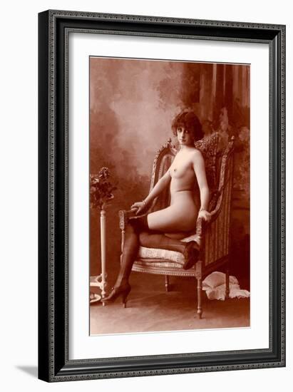 Nude Woman in Black Tights-null-Framed Art Print