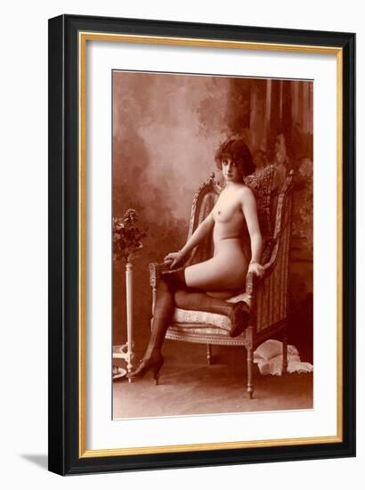 Nude Woman in Black Tights-null-Framed Art Print