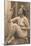 Nude Woman in Pearls with Small Mirror-null-Mounted Art Print