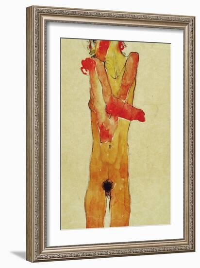 Nude Woman Iwith Folded Arms, 1910-Egon Schiele-Framed Giclee Print