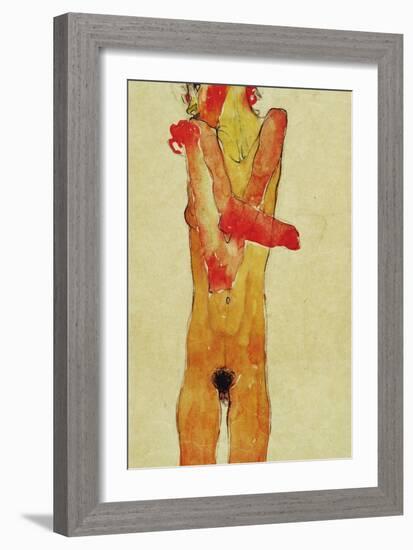 Nude Woman Iwith Folded Arms, 1910-Egon Schiele-Framed Giclee Print