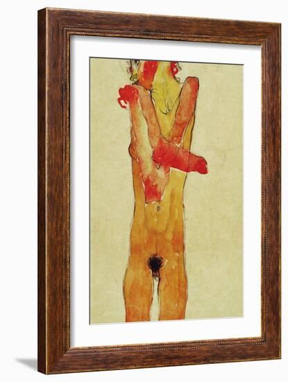 Nude Woman Iwith Folded Arms, 1910-Egon Schiele-Framed Giclee Print