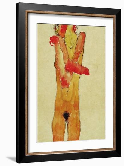 Nude Woman Iwith Folded Arms, 1910-Egon Schiele-Framed Giclee Print