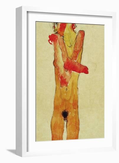 Nude Woman Iwith Folded Arms, 1910-Egon Schiele-Framed Giclee Print