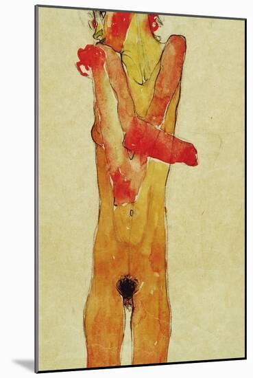 Nude Woman Iwith Folded Arms, 1910-Egon Schiele-Mounted Giclee Print