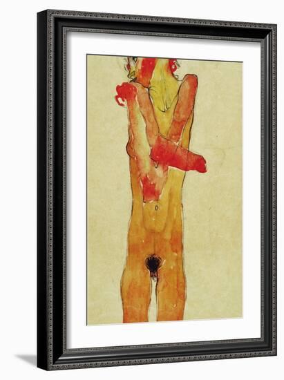 Nude Woman Iwith Folded Arms, 1910-Egon Schiele-Framed Giclee Print