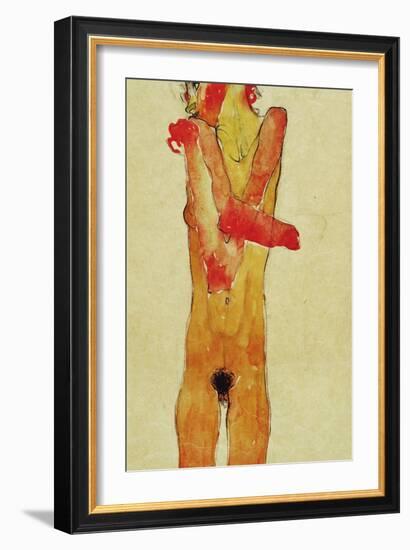 Nude Woman Iwith Folded Arms, 1910-Egon Schiele-Framed Giclee Print