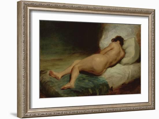 Nude Woman Lying on a Bed, C.1824-26 (Oil on Canvas)-Ferdinand Victor Eugene Delacroix-Framed Giclee Print