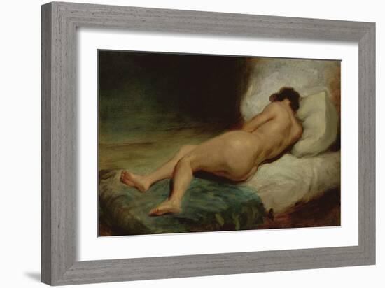 Nude Woman Lying on a Bed, C.1824-26 (Oil on Canvas)-Ferdinand Victor Eugene Delacroix-Framed Giclee Print