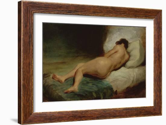 Nude Woman Lying on a Bed, C.1824-26 (Oil on Canvas)-Ferdinand Victor Eugene Delacroix-Framed Giclee Print