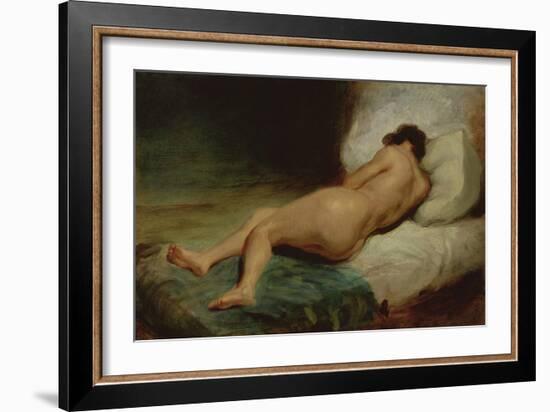 Nude Woman Lying on a Bed, C.1824-26 (Oil on Canvas)-Ferdinand Victor Eugene Delacroix-Framed Giclee Print