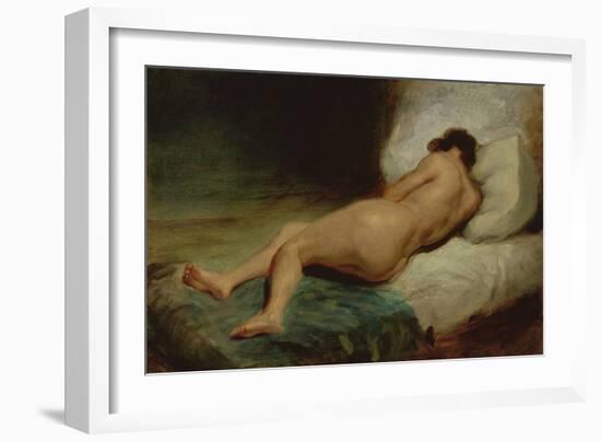 Nude Woman Lying on a Bed, C.1824-26 (Oil on Canvas)-Ferdinand Victor Eugene Delacroix-Framed Giclee Print