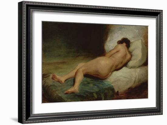 Nude Woman Lying on a Bed, C.1824-26 (Oil on Canvas)-Ferdinand Victor Eugene Delacroix-Framed Giclee Print