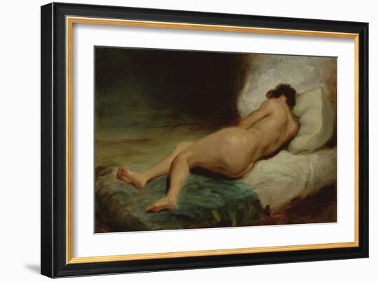 Nude Woman Lying on a Bed, C.1824-26 (Oil on Canvas)-Ferdinand Victor Eugene Delacroix-Framed Giclee Print