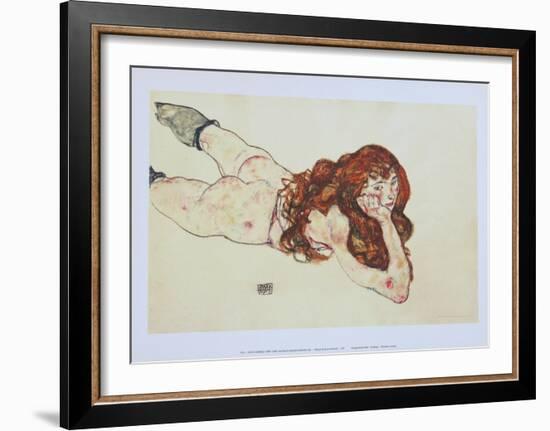 Nude Woman Lying on Her Front, 1917-Egon Schiele-Framed Art Print