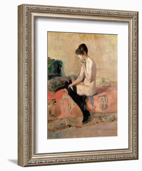 Nude Woman Seated on a Divan, 1881-Henri de Toulouse-Lautrec-Framed Giclee Print