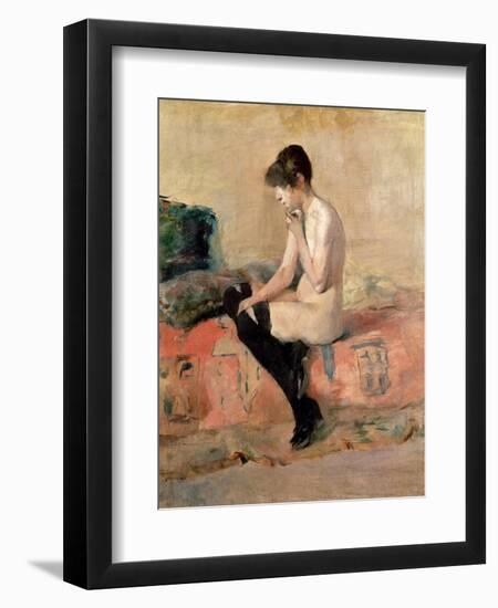 Nude Woman Seated on a Divan, 1881-Henri de Toulouse-Lautrec-Framed Giclee Print