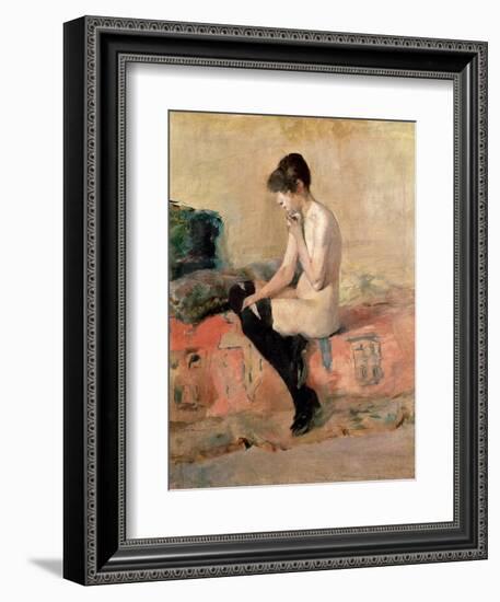 Nude Woman Seated on a Divan, 1881-Henri de Toulouse-Lautrec-Framed Giclee Print