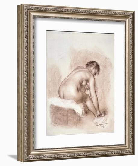 Nude Woman Sitting, Drying Her Right Foot-Pierre-Auguste Renoir-Framed Art Print