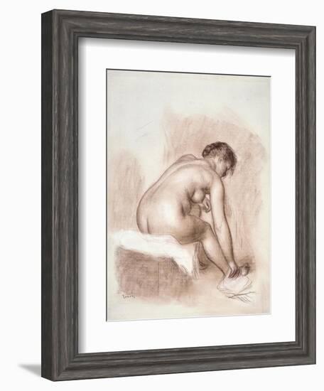 Nude Woman Sitting, Drying Her Right Foot-Pierre-Auguste Renoir-Framed Art Print