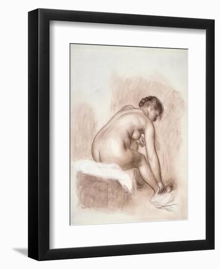 Nude Woman Sitting, Drying Her Right Foot-Pierre-Auguste Renoir-Framed Art Print