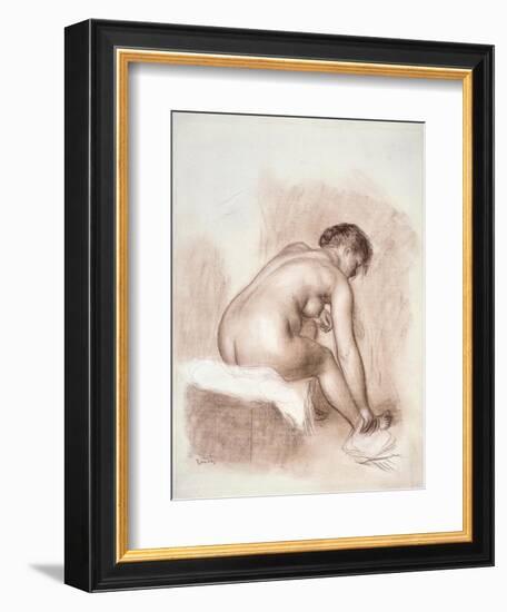 Nude Woman Sitting, Drying Her Right Foot-Pierre-Auguste Renoir-Framed Art Print