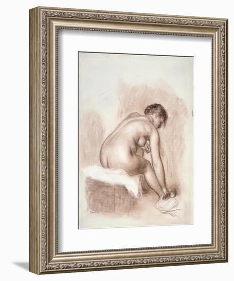 Nude Woman Sitting, Drying Her Right Foot-Pierre-Auguste Renoir-Framed Art Print