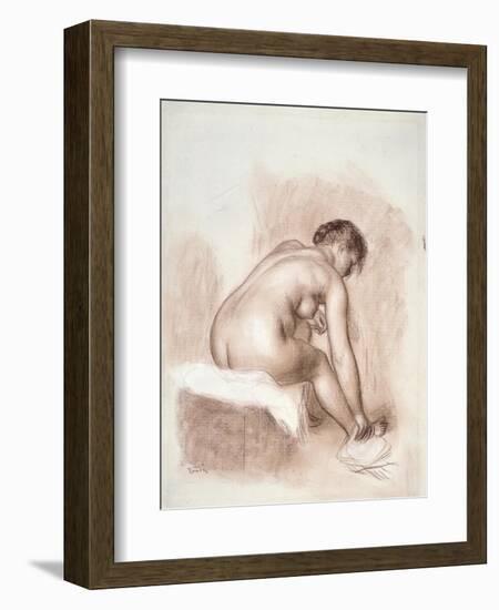 Nude Woman Sitting, Drying Her Right Foot-Pierre-Auguste Renoir-Framed Art Print