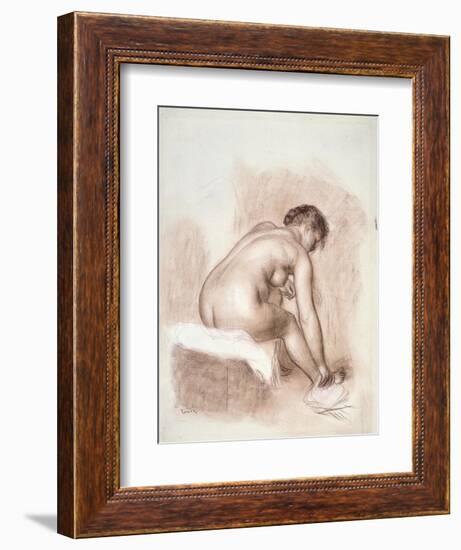 Nude Woman Sitting, Drying Her Right Foot-Pierre-Auguste Renoir-Framed Art Print