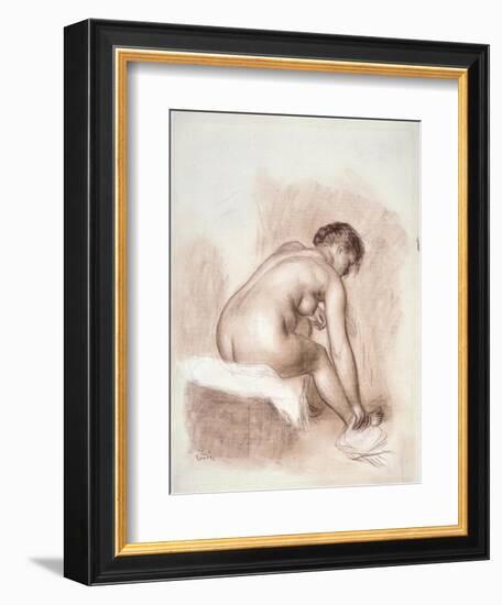 Nude Woman Sitting, Drying Her Right Foot-Pierre-Auguste Renoir-Framed Art Print