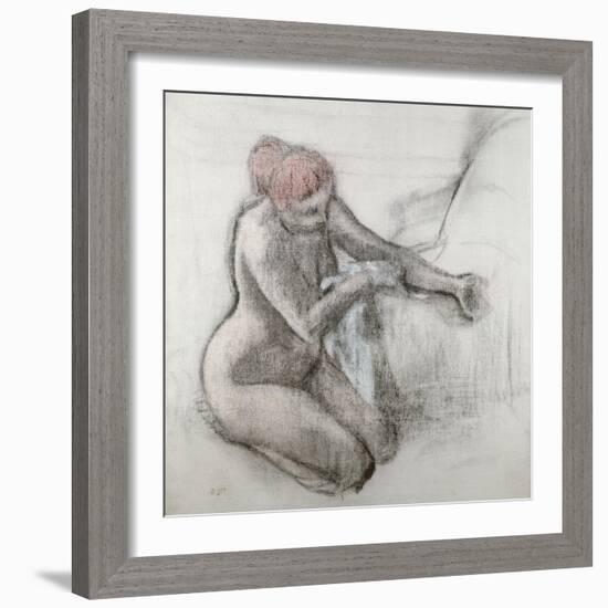 Nude Woman Wiping Herself after the Bath-Edgar Degas-Framed Giclee Print