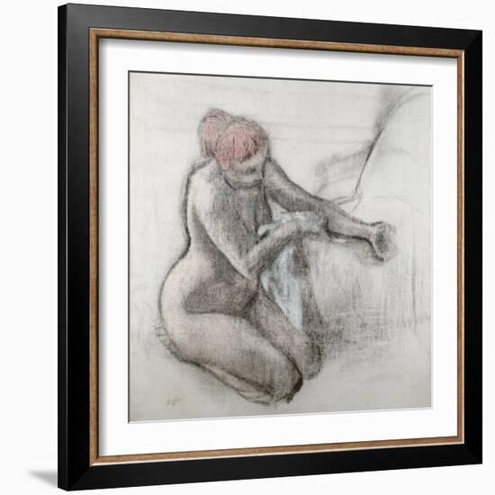 Nude Woman Wiping Herself after the Bath-Edgar Degas-Framed Giclee Print