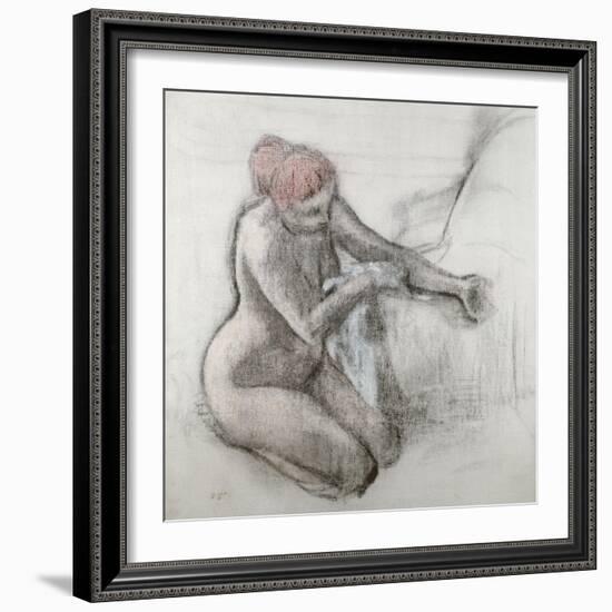 Nude Woman Wiping Herself after the Bath-Edgar Degas-Framed Giclee Print