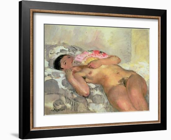 Nude Woman with a Fan-Henri Lebasque-Framed Giclee Print
