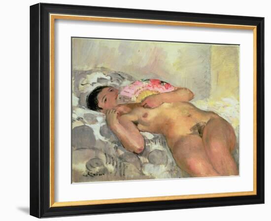 Nude Woman with a Fan-Henri Lebasque-Framed Giclee Print