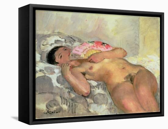Nude Woman with a Fan-Henri Lebasque-Framed Premier Image Canvas